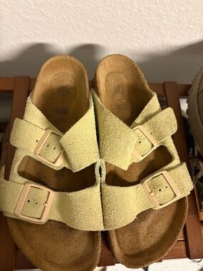 Birkenstock Suede Double-Strap Sandals - Pale Yellow